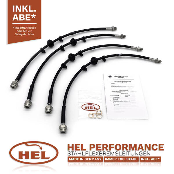 HEL Stahlflex Bremsleitungen (4-Teilig) für Golf IV (Typ 1J1) 2.0, 19